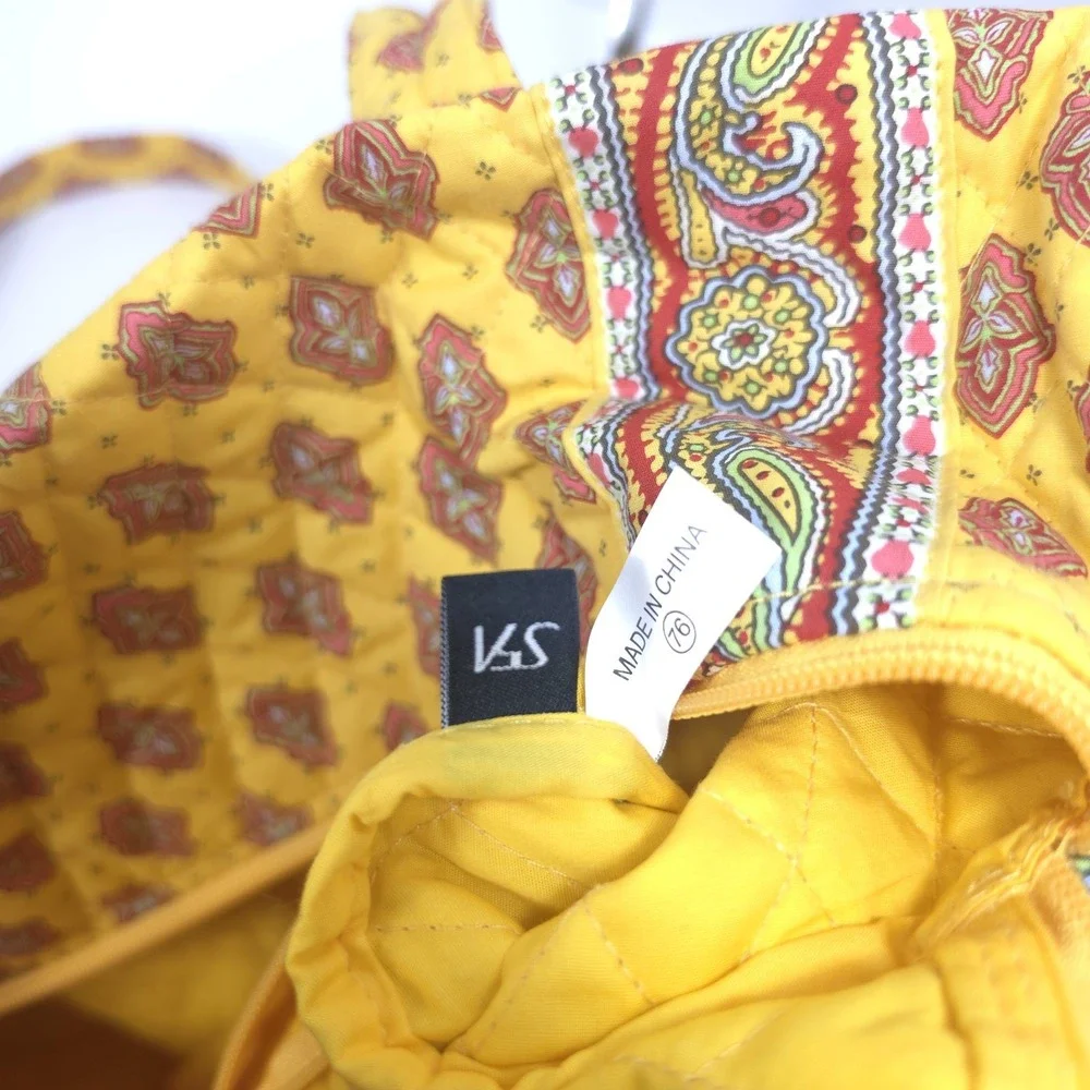 Vintage Americana by Sharif Quilted Duffel Bag Yellow Paisley Cottagecore Travel